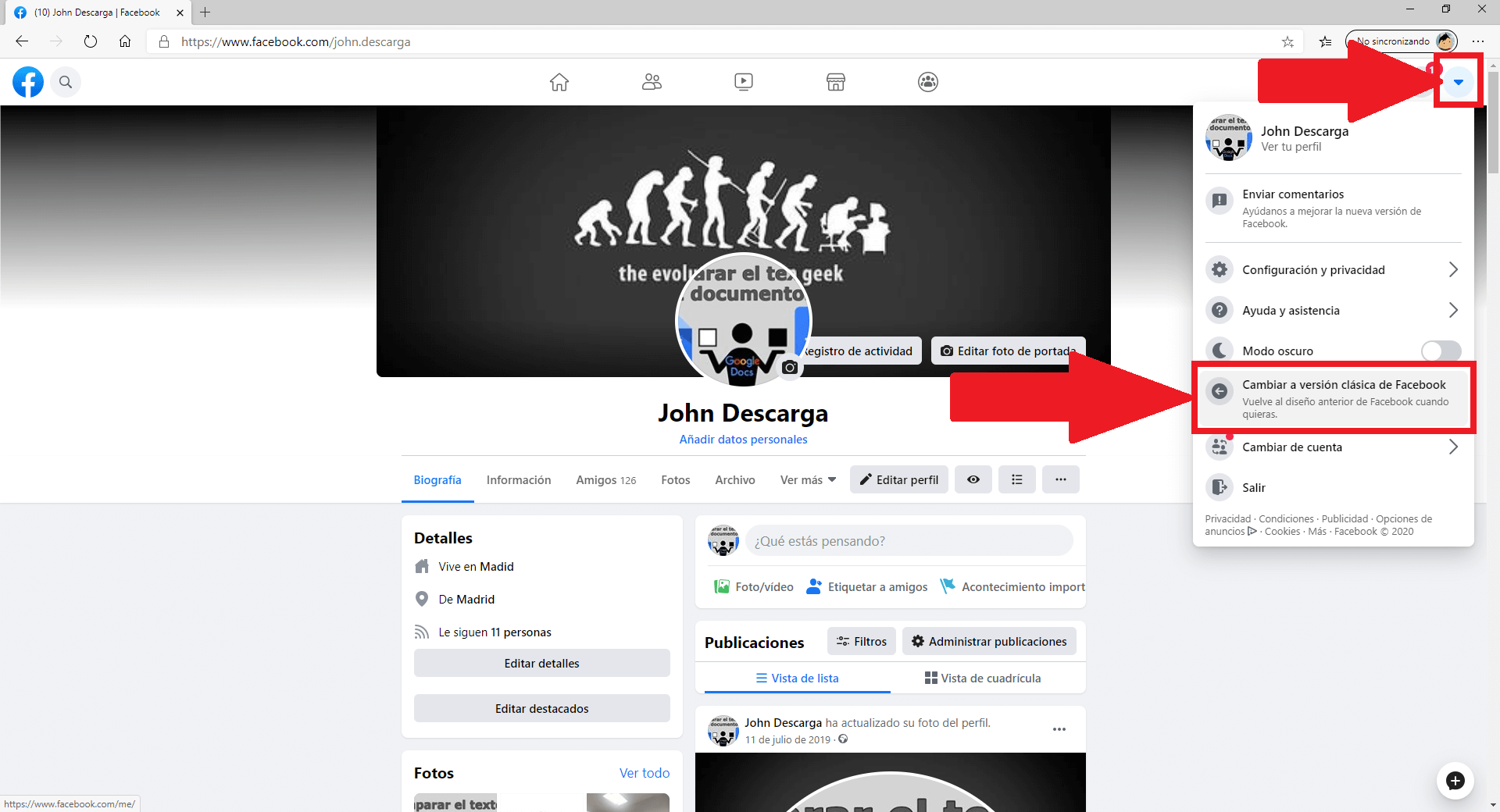 Como activar o desactivar la nueva versión de Facebook.